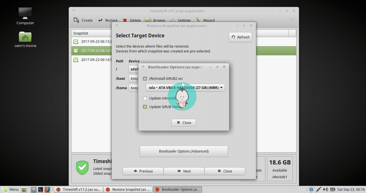 timeshift bootloader
