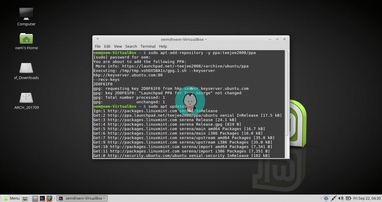 timeshift installation repository