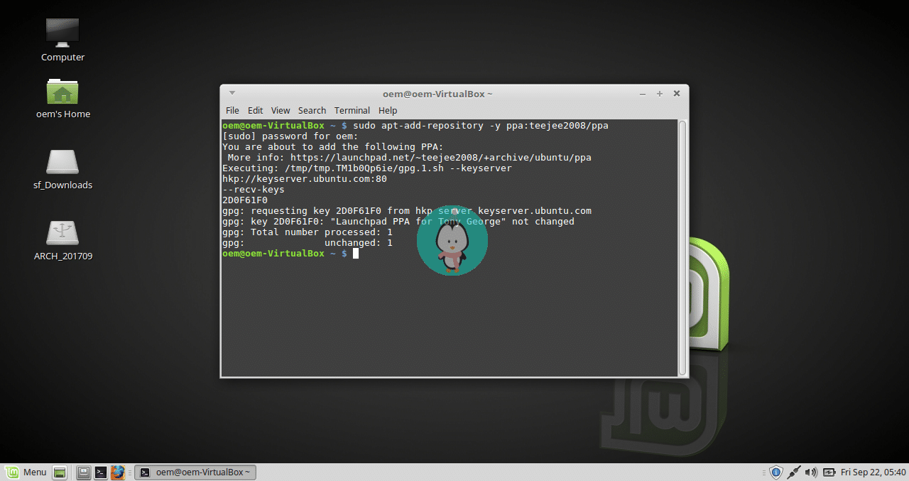 timeshift installation