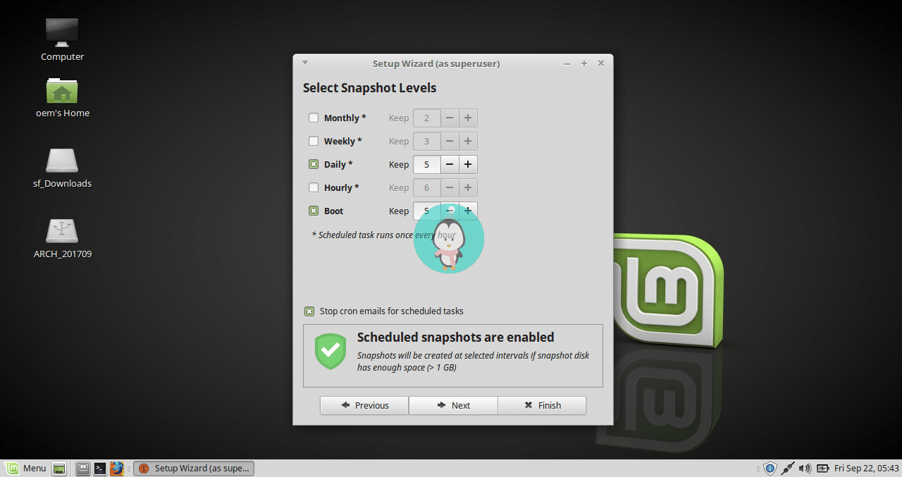 timeshift snapshot levels