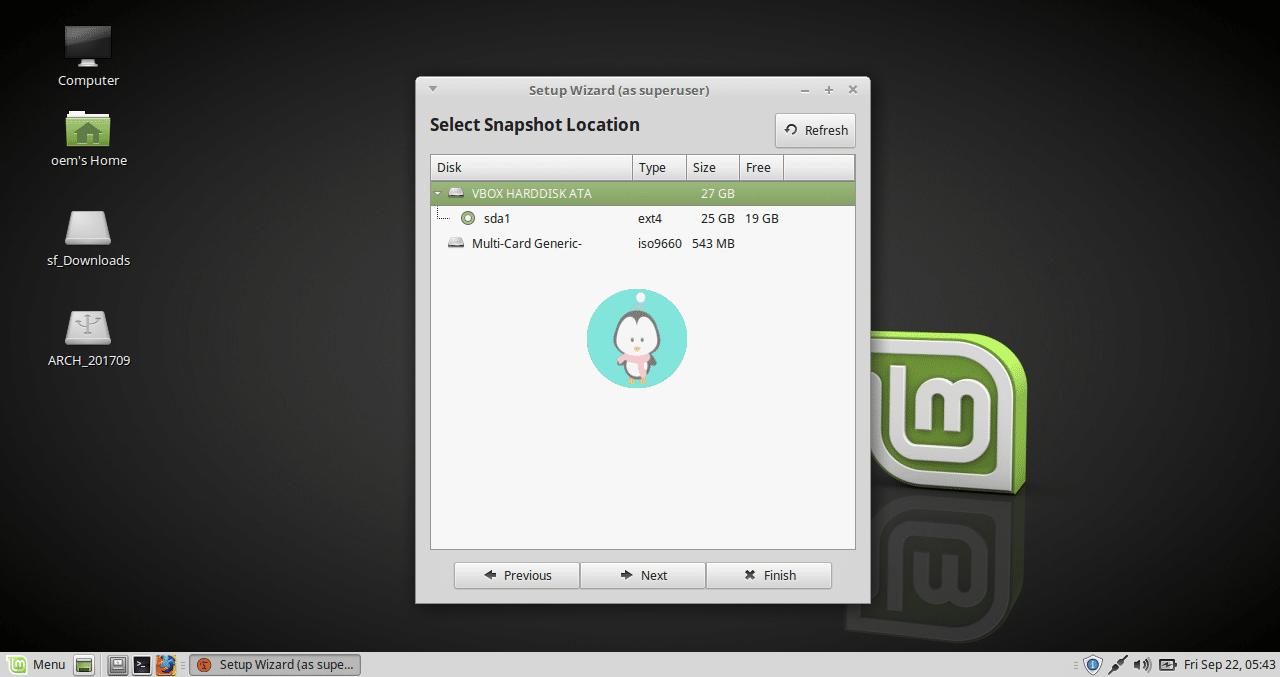 timeshift snapshot location