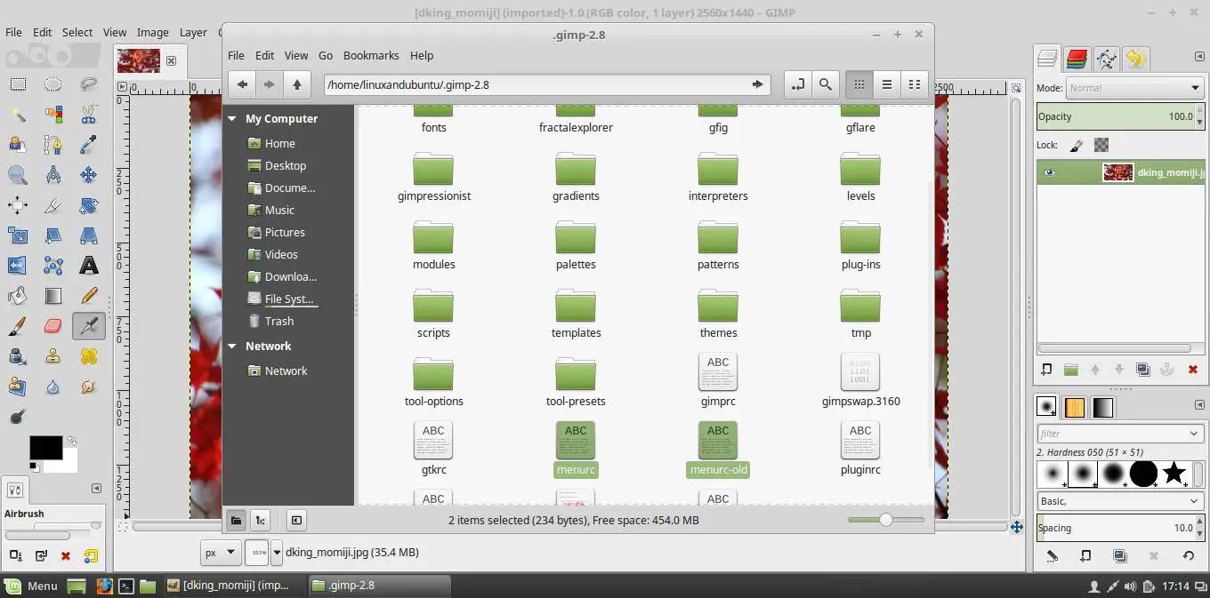 setup photoshop shortcut key in gimp