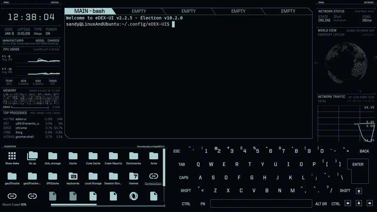 eDEX UI interface
