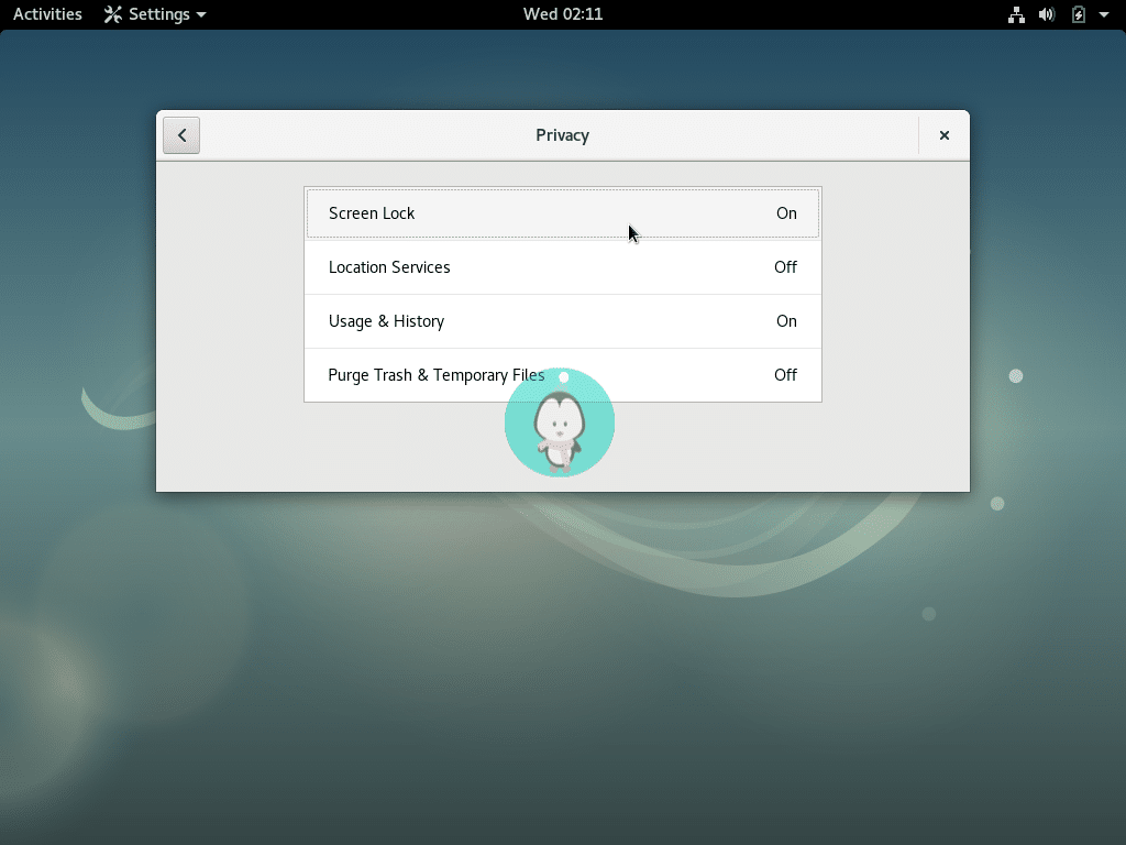 debian privacy settings option