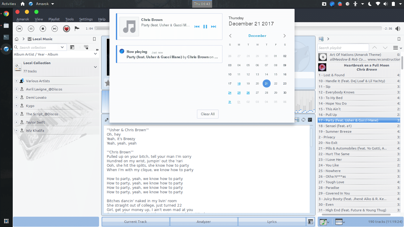 amarok music player for linux