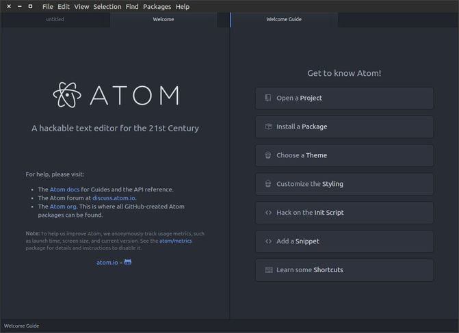 Atom linux code editor