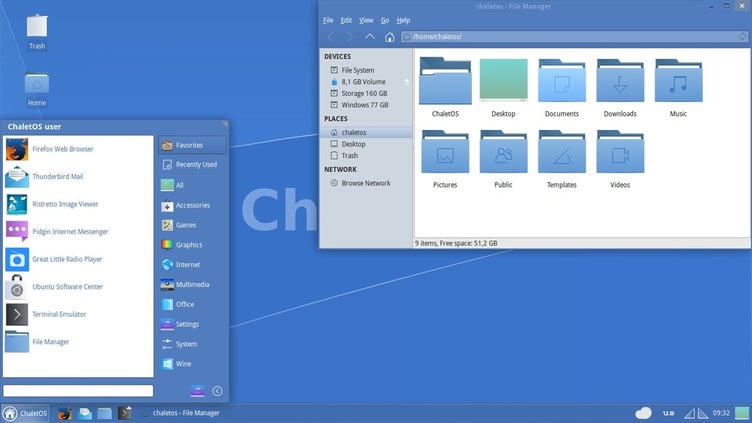 ChaletOS linux look like Windows