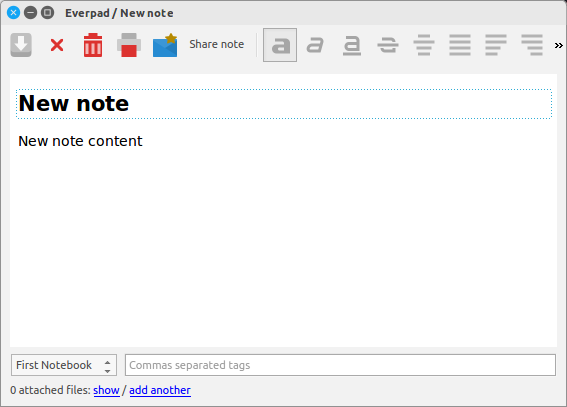 Everpad create new note Evernote