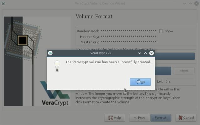 VeraCrypt encrypted volume created