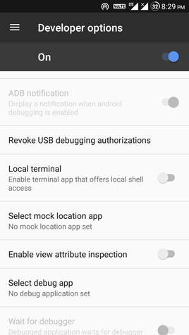 android developer options