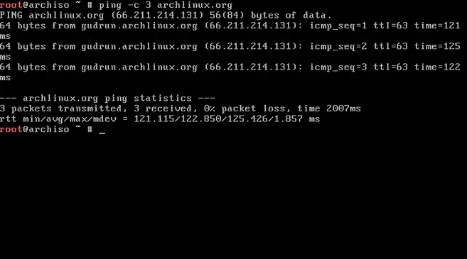 arch linux check internet connection