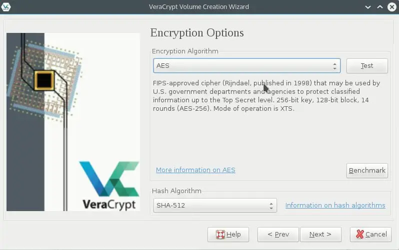 choose file container encryption algorithm and has algorithm
