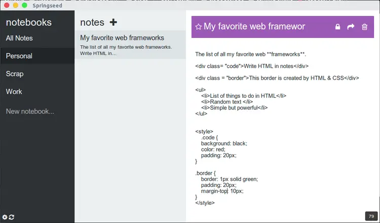 create html notes in laverna