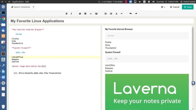 create notes with laverna