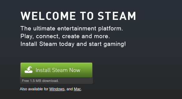 download and install steam gaming client from website