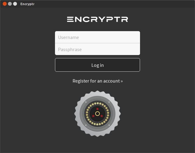 encryptr password manager login screen