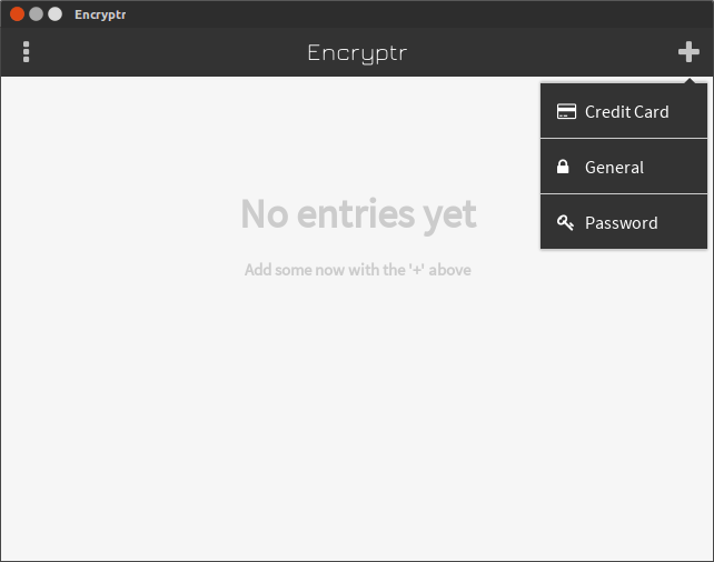 encryptr save credit card, general and passwords