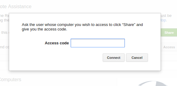 enter access code in chrome remote desktop