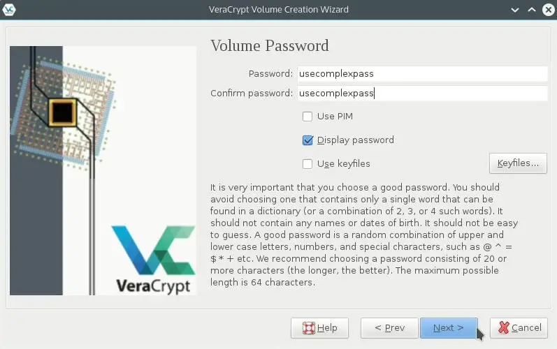 enter encrypted volume password