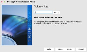 enter encrypted volume size in truecrypt