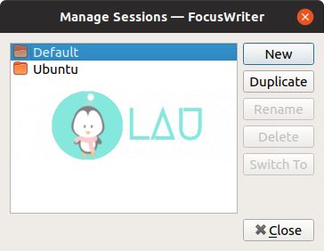 focuswriter manage sessions