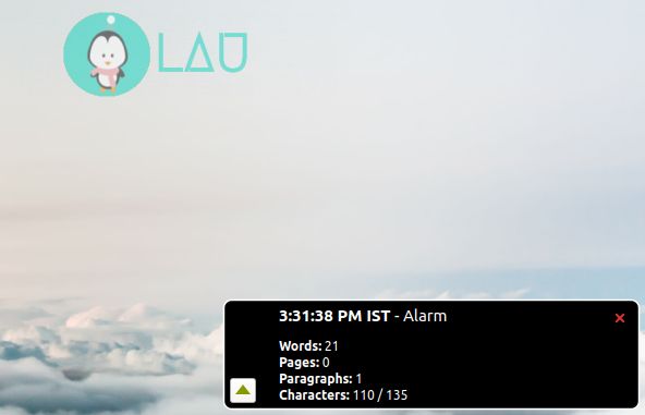 focuswriter notifications