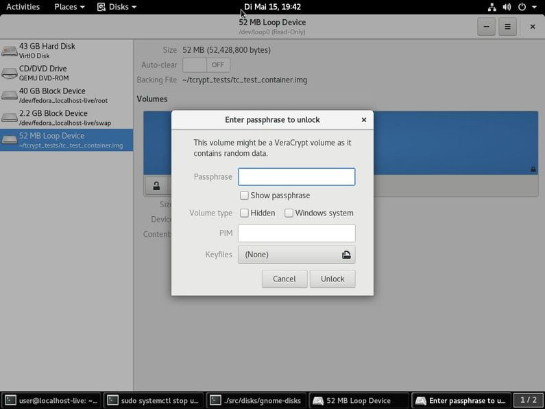 gnome disks supports veracrypt