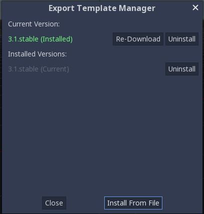 godot template manager export