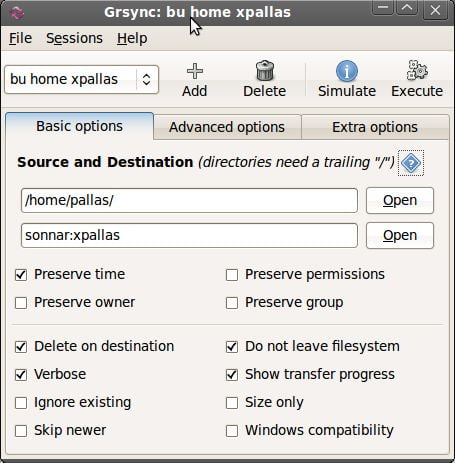 grsync to backup data in linux