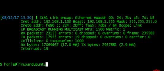 ifconfig command for network devices