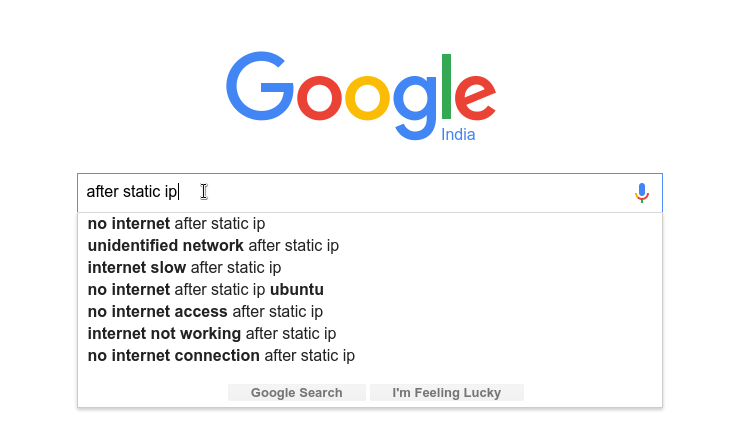 issues after static ip