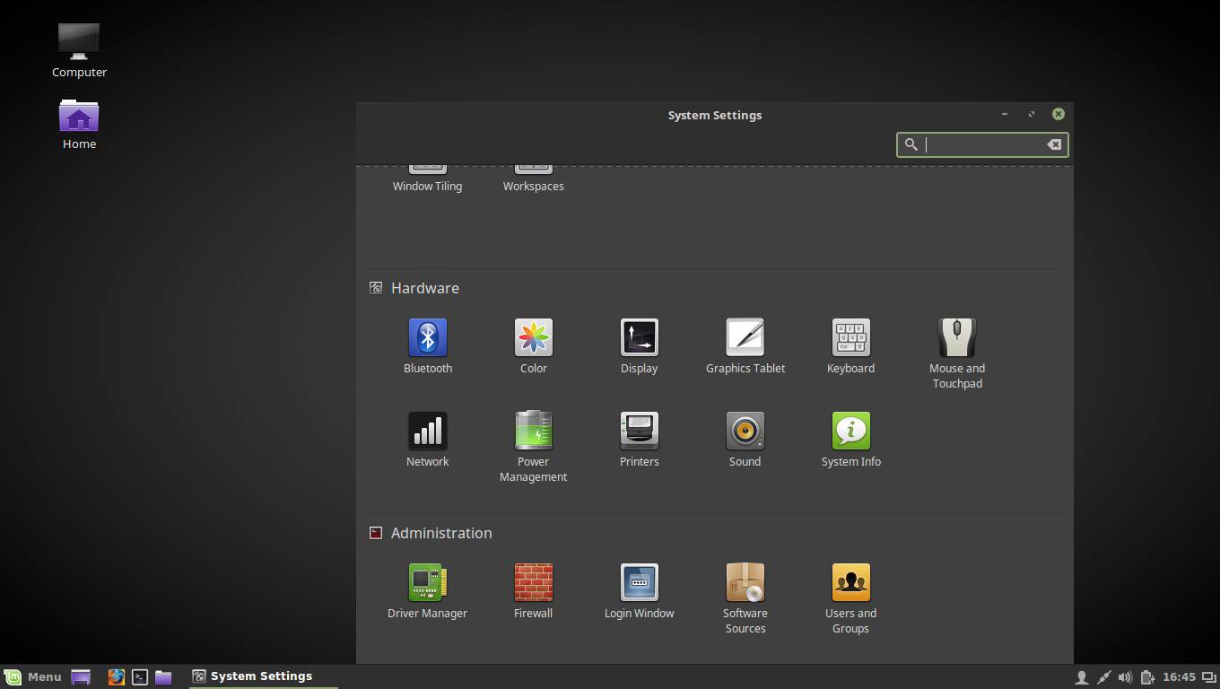 linux mint settings manager