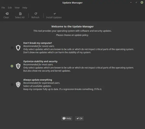 linux mint update level