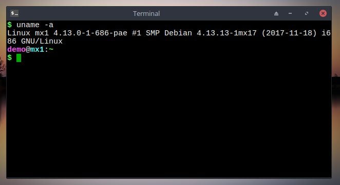mx linux xfce running terminal