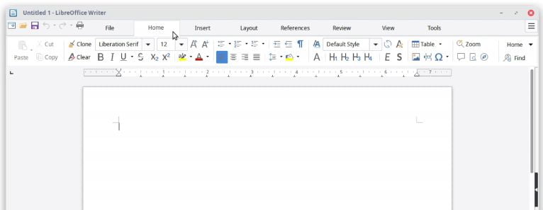 new libreoffice tabbed layout