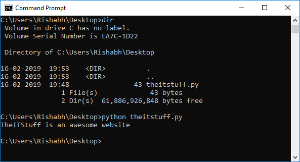 python project in windows command prompt
