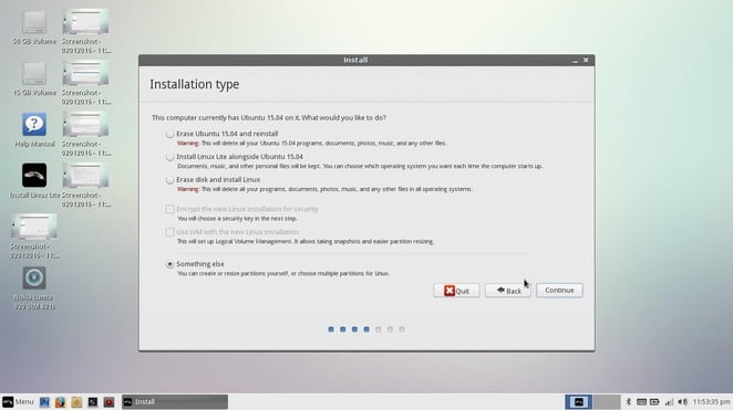 select something else to install linux lite