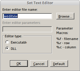 set text editor in openwatcom