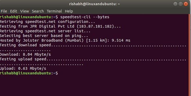 speedtest net from linux terminal