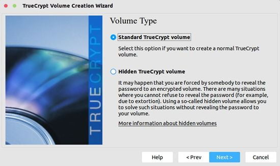 truecrypt volume type