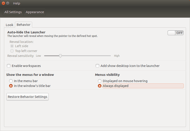 tweak ubuntu 16.04 menu visibility