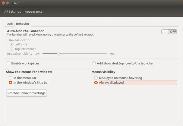 tweak ubuntu 16.04 menu visibility
