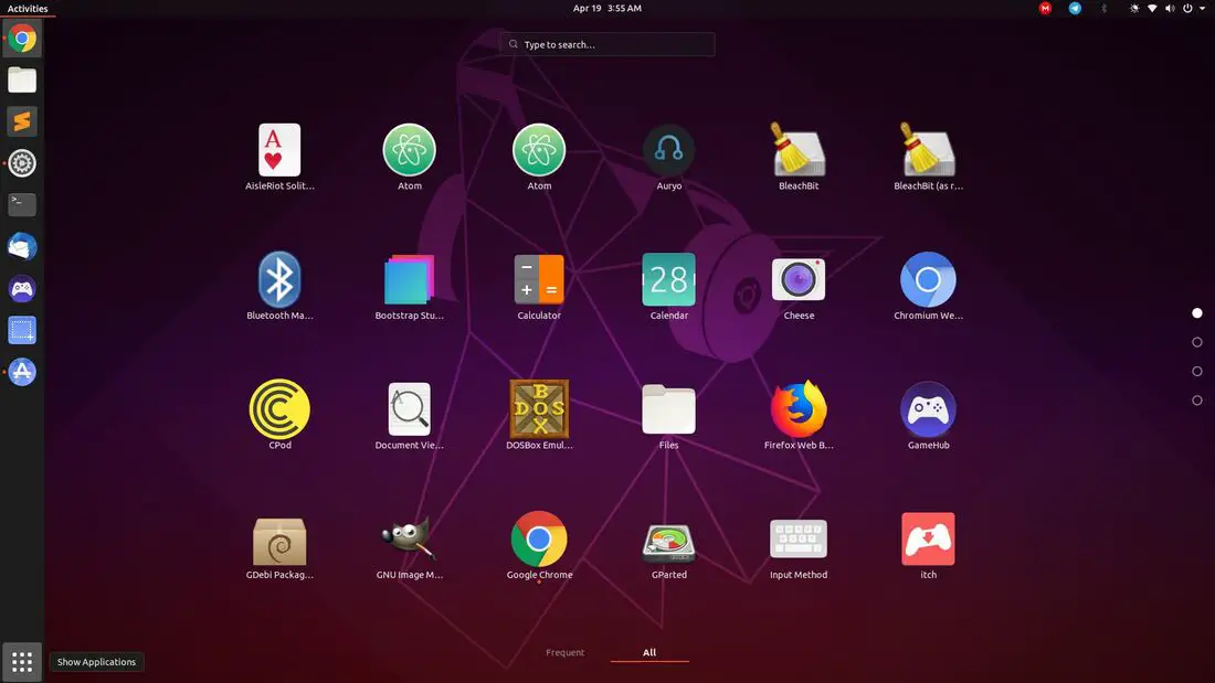 ubuntu dock applications