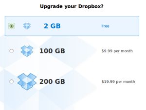 upgrade to dropbox