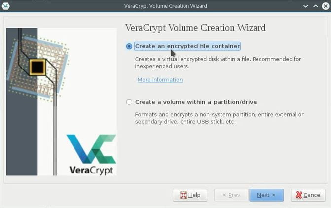 veracrypt volume craeation wizard