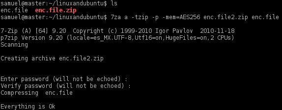 7-zip file encryption in linux