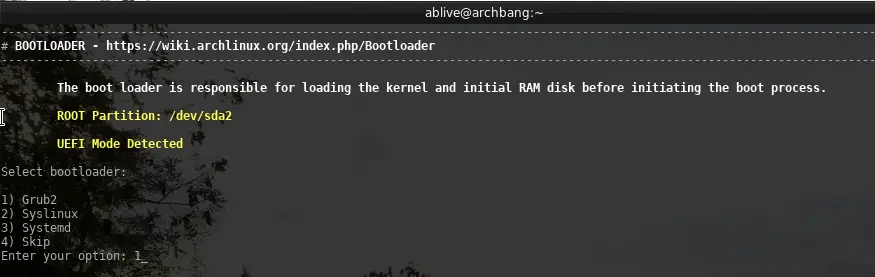 archbang linux bootloader