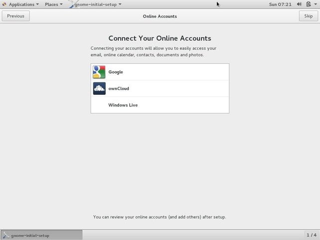 centos os connect your online accounts