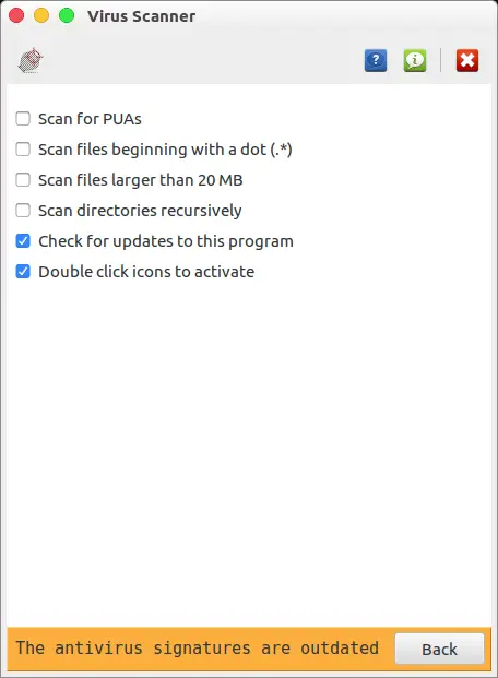 clamav virus scanner settings