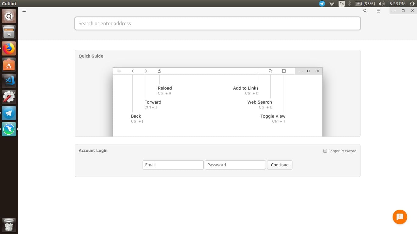 colibri web browser without tabs